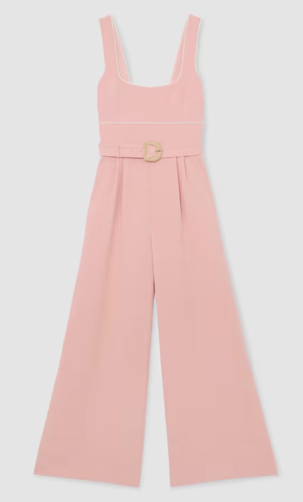 pink belted jumpsuit